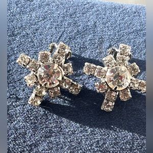 Vintage rhinestone clip in earrings